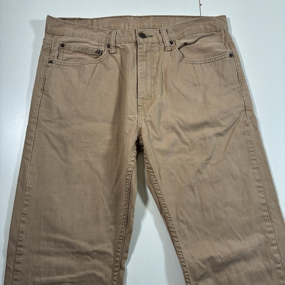 Levi's 505 Jeans 35x33 Beige Khaki Denim Cowboy USA White Tab (Tag 34x34) - Picture 2 of 10